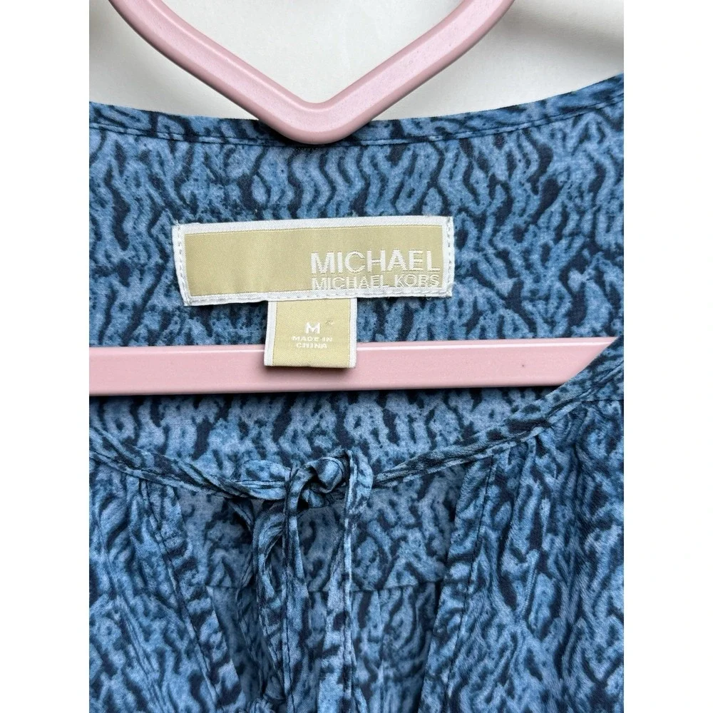 Michael Kors Blue Abstract Print Peasant Blouse‎ Women's Medium